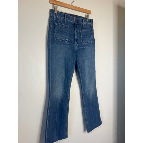 NEW Mother Hustler Patch Pocket Ankle Fray Out for the Evening Blue Jean Size:28 - Picture 3 of 8